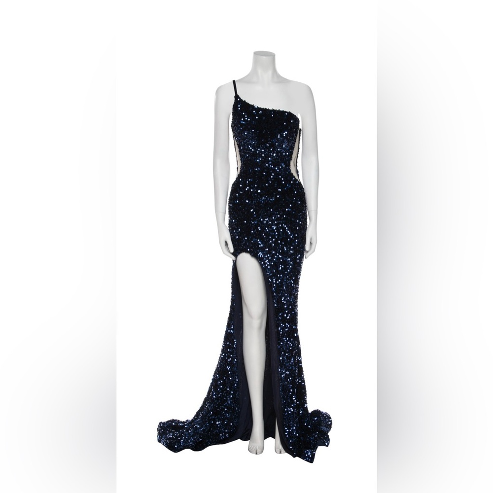 NEW!!! Portia and Scarlett Midnight Blue One Shoulder Sequin Prom Dress! NWT!!! - Picture 4 of 5